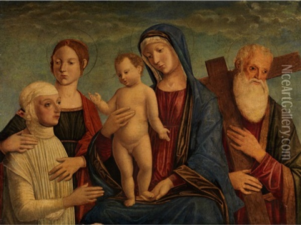 Madonna Mit Dem Kind, Zwei Heiligen Und Einer Stifterfigur Oil Painting - Jacopo Bellini