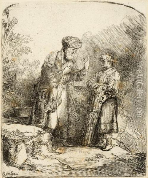 Abraham And Isac Oil Painting - Rembrandt Van Rijn