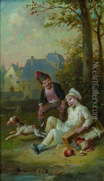 Le Chien Chapardeur Oil Painting - Francois-Louis Lanfant
