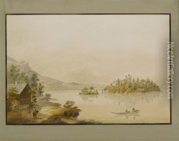 Schwanau Island On Lake Lauerz Oil Painting - Ludwig Bleuler