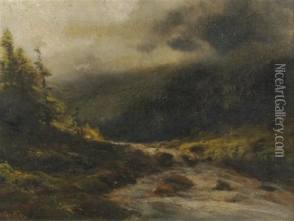 River Scene Oil Painting - Thomas Bailey Griffin