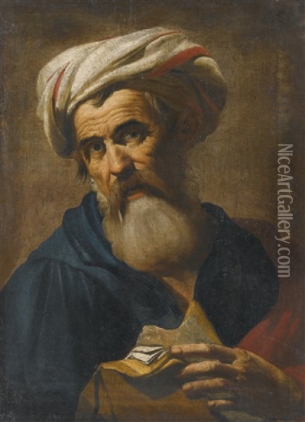 Study Of A Man In A Turban Oil Painting - Mathaeus Stomer the Elder