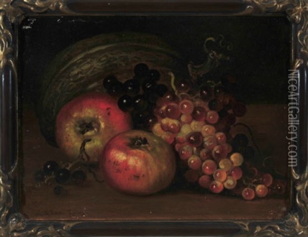 Stilleben Mit Apfeln, Trauben Und Melone Oil Painting - Ludwig Adam Kunz