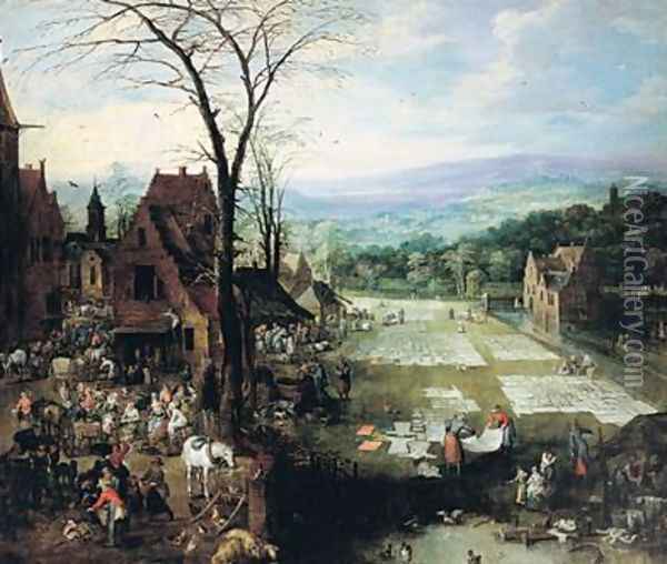 Market and Bleaching Ground 1620-22 Oil Painting - Josse de Momper