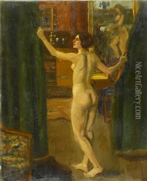 Weiblicher Ruckenakt Oil Painting - Albert von Keller