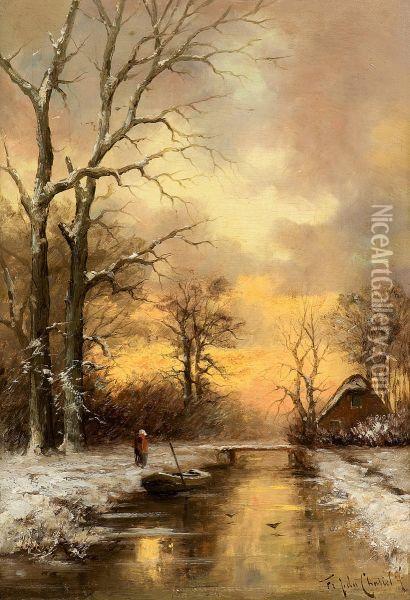 Wintry Mood Oil Painting - Fredericus Jacobus Van Rossum Du Chattel