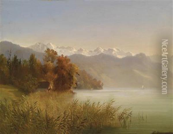 On Lakegeneva Oil Painting - Ferdinand Sommer