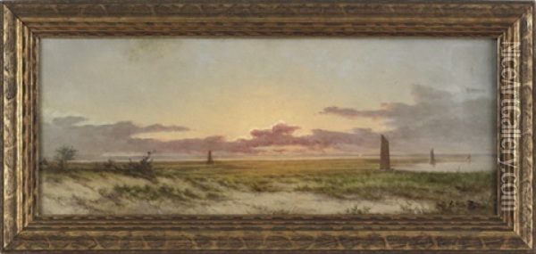 Over The Marshes Lower Delaware Oil Painting - Arthur Parton