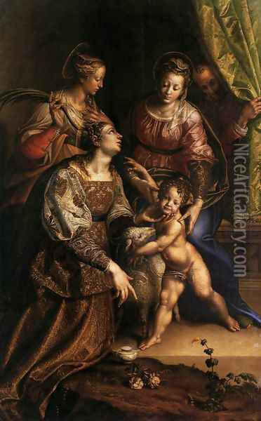 Virgin and Child with Saints Oil Painting - Antonio Campi
