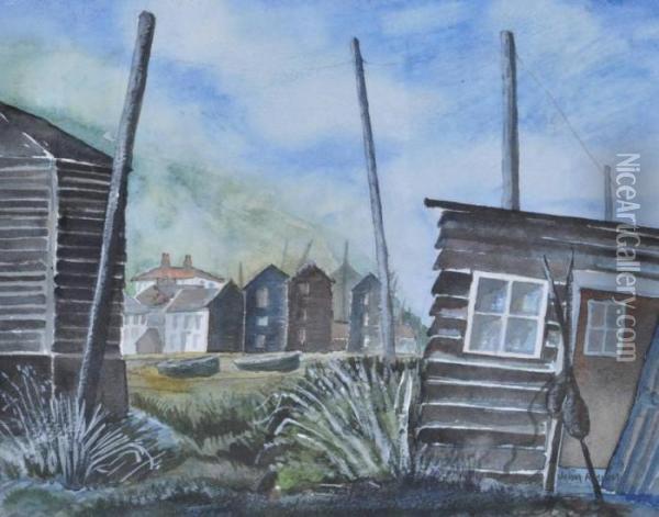Hastings Fishing Huts Oil Painting - John Russell