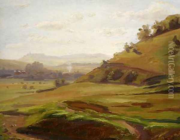 View from the Slope of the Doernberg towards Burghasungen Oil Painting - Louis Kolitz