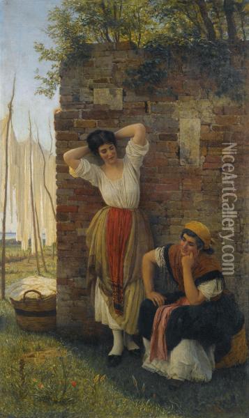 A Moment Of Rest Oil Painting - Eugene de Blaas