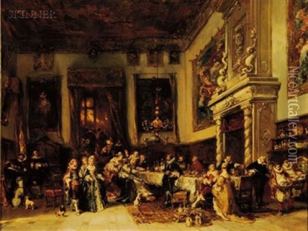 A Royal Banquet Oil Painting - Louis-Gabriel-Eugene Isabey