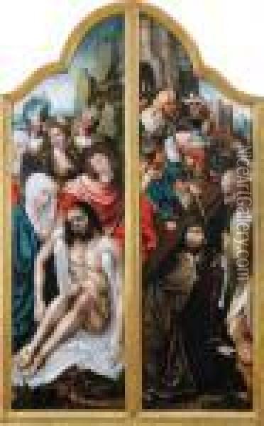 La Deposizione Di Cristo Dalla Croce; Cristo Portacroce; Pendant Oil Painting - Pieter Coecke Van Aelst