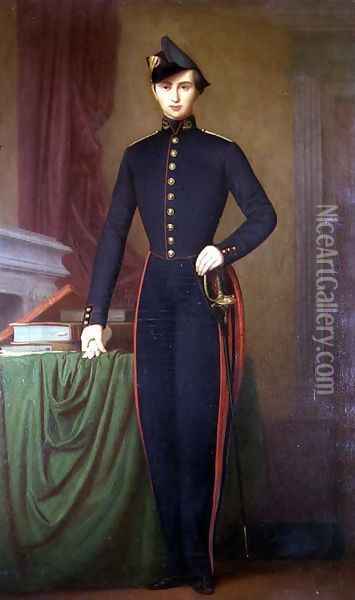 A Young Cadet Oil Painting - Alexandre Jean Baptiste Thevenot