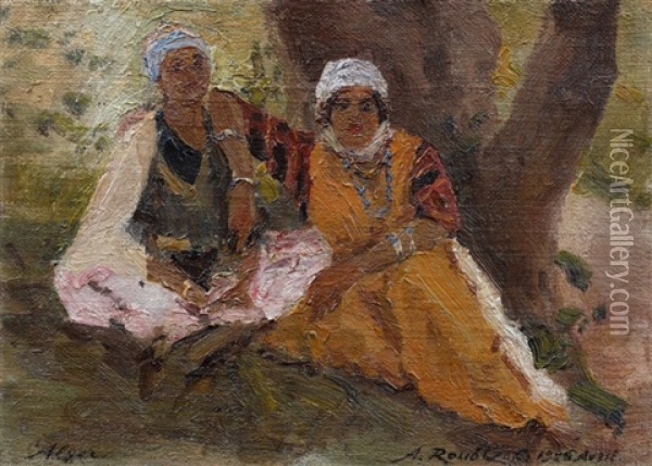 Le Repos A L'ombre, Alger Oil Painting - Alexandre Roubtzoff