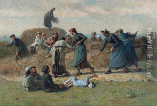 La Moisson En Bretagne Oil Painting - Jacques Eugene Feyen