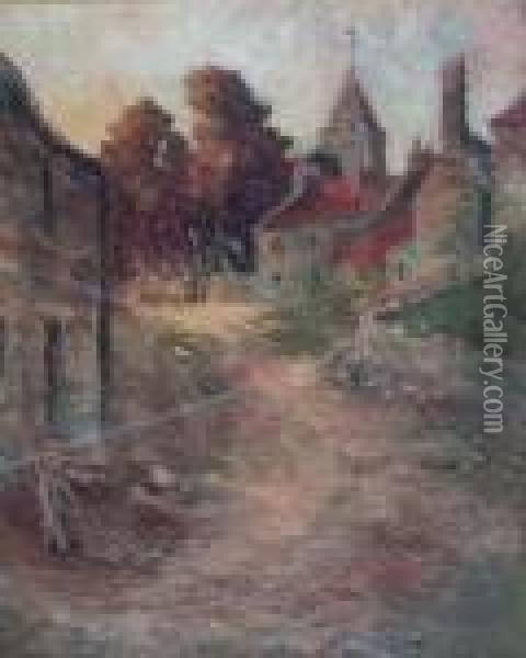 Road Through The Village Oil Painting - Alexander Ignatius Roche