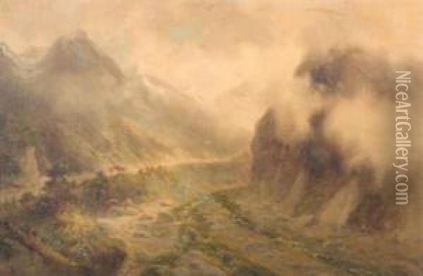 Otira Gorge Oil Painting - James Peele