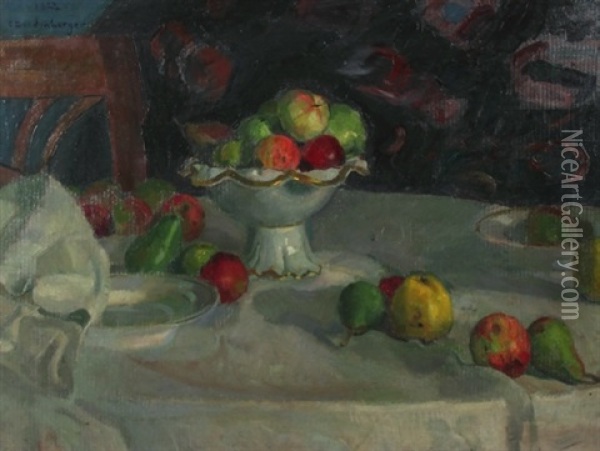 Fruchtestillleben Mit Apfeln Und Birnen Oil Painting - Christian Landenberger