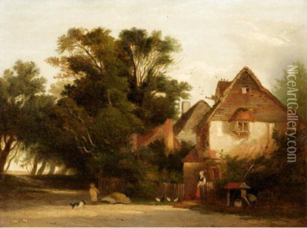 The Village Farm Oil Painting - Edward Charles Williams