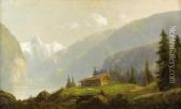 Alpine Landscape Oil Painting - Herman Herzog