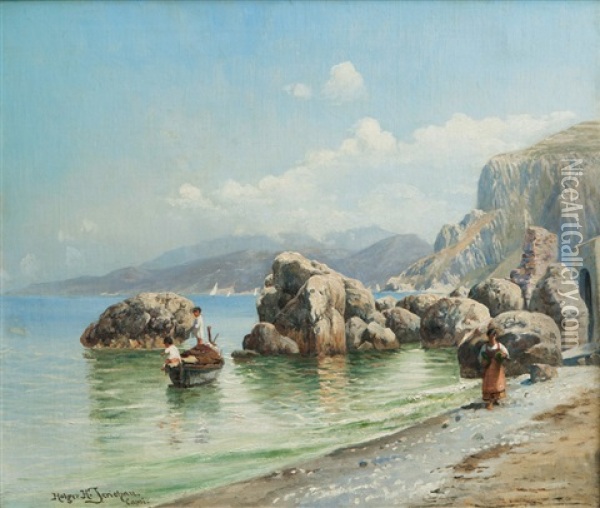 On The Beach Of Capri Oil Painting - Holger Hvitfeldt Jerichau