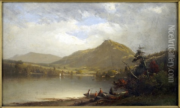 At The River's Edge Oil Painting - Junius R. Sloan