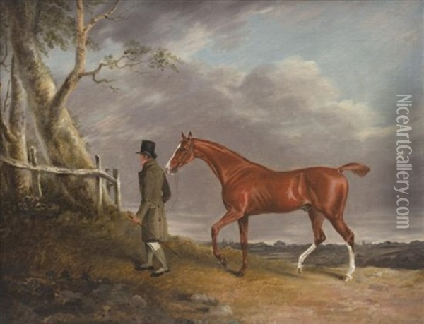 A Gentleman And His Horse Oil Painting - Benjamin Marshall