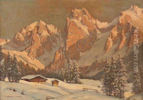 Alpenlandschaft Im Winter Oil Painting - Peter Grabwinkler