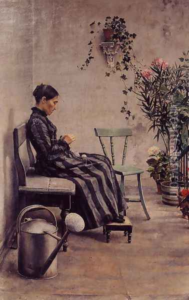 The Knitter Oil Painting - Georges Lemmen