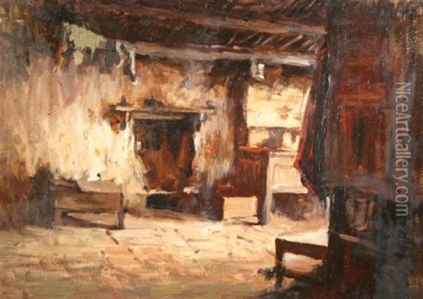 Interior Scene In Munich Oil Painting - Frederick Warren Freer