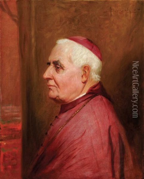 The Cardinal Oil Painting - Oskar Bruech