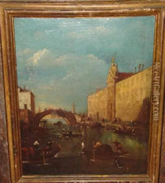 Venice Canal Scene Oil Painting - Francesco Guardi