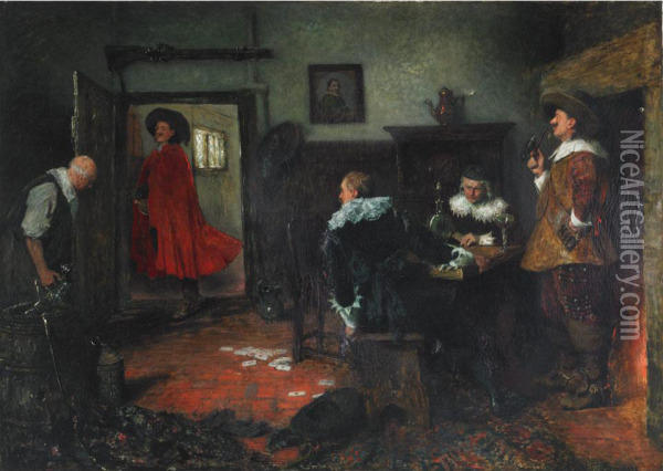 The Challenge Oil Painting - A. Leicester Burroughs