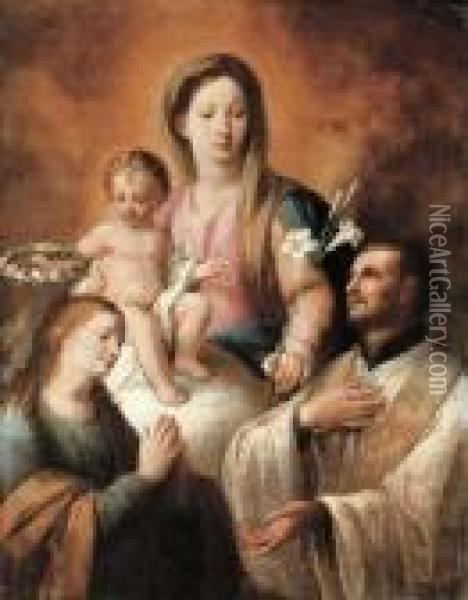 The Madonna And Child With Saints Oil Painting - Giuseppe Nuvolone