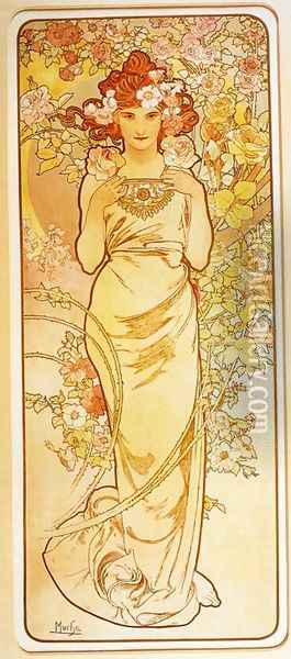 Rose. From The Flowers Series. 1898 Oil Painting - Alphonse Maria Mucha