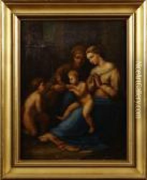 Den Heliga Familjen Oil Painting - Raphael (Raffaello Sanzio of Urbino)