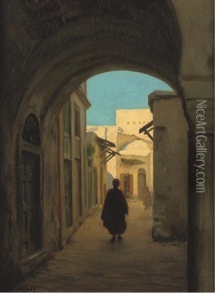 A Wanderer, Tunesia Oil Painting - August Johannes le Gras