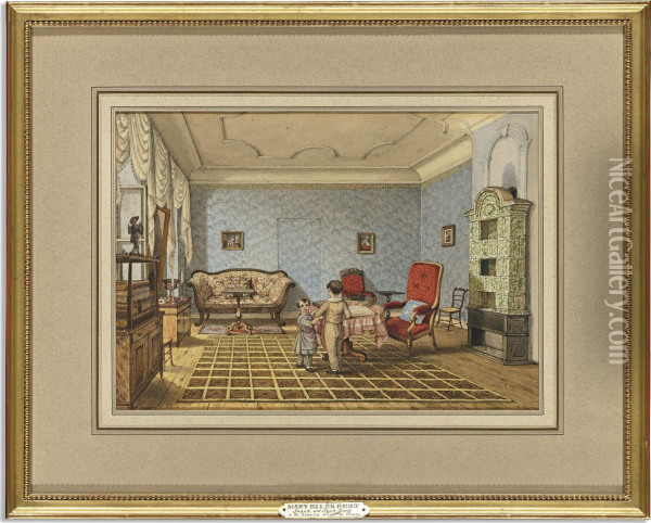 Frank And Fred Sarg In The Drawing Room, Worms Oil Painting - Mary Ellen Best