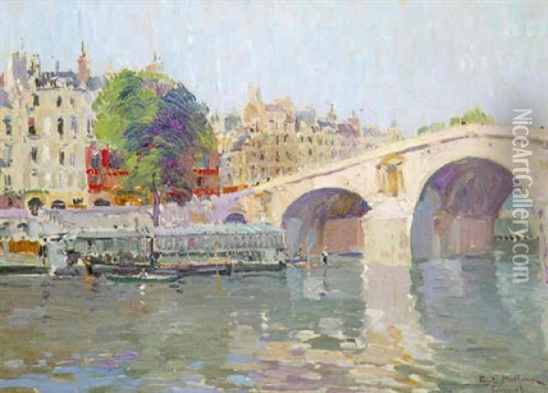 La Seine A Paris Oil Painting - Paul Mathieu