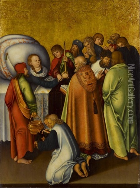 Tod Maria (im Kreise Der Apostel) Oil Painting - Lucas Cranach the Elder