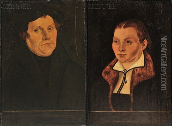 Portraits: Martin Luther And Katharina Von Bora (pair) Oil Painting - Lucas Cranach the Elder