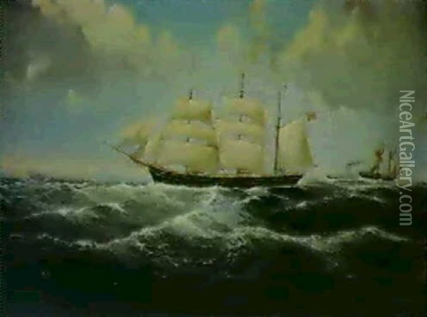 Shipping Off The Entrance To The Mersey Oil Painting - Richard Sebastian Bond