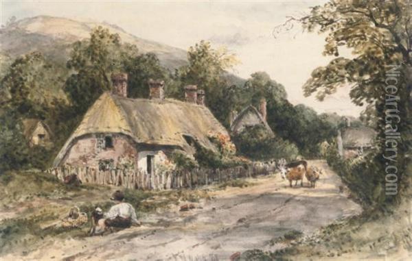 The Village Of Bonchurch, Isle Of Wight Oil Painting - Frederick Waters Watts