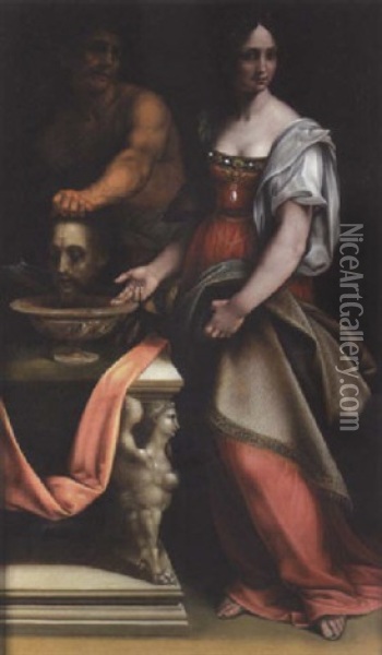 Salome With The Head Of Saint John The Baptist Oil Painting - Cesare da Sesto