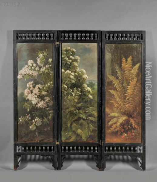 Floral Motifs Offerns, 
Laurel, 
And Elderberry Oil Painting - Benjamin Champney