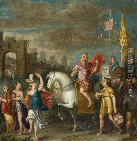 David Tenant La Tete Degoliath Oil Painting - Frans II Francken