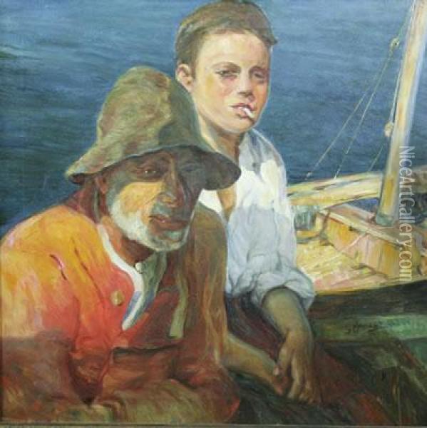 Pescatori Oil Painting - Giuseppe Aprea