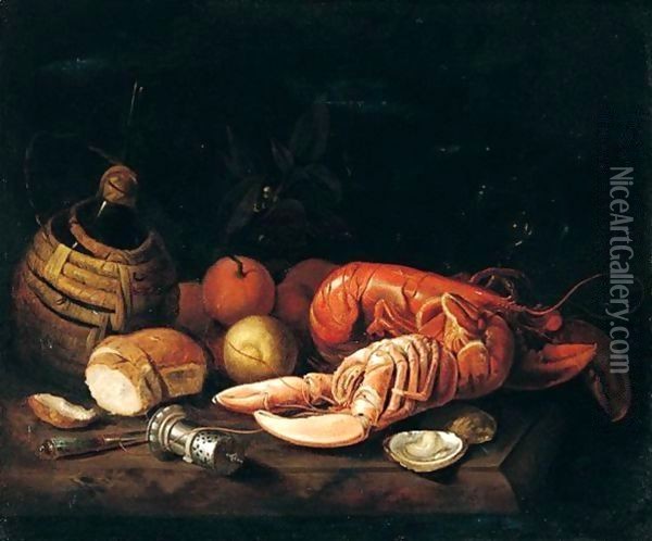 Still life with lobsters Oil Painting - Pieter Gerritsz. van Roestraten